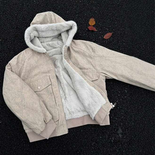 New Winter Mens Retro Marble-Textured Cotton Padded Jacket