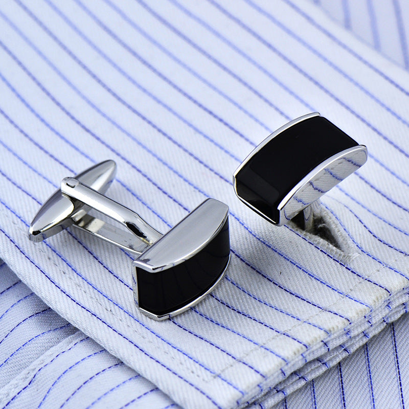Curved Black Agate Cufflinks Cufflink