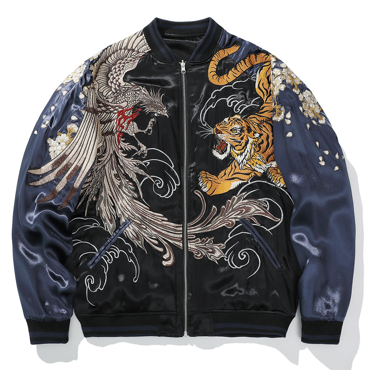 Mens Loose Fit Polyester Embroidered Chinese Style Jacket