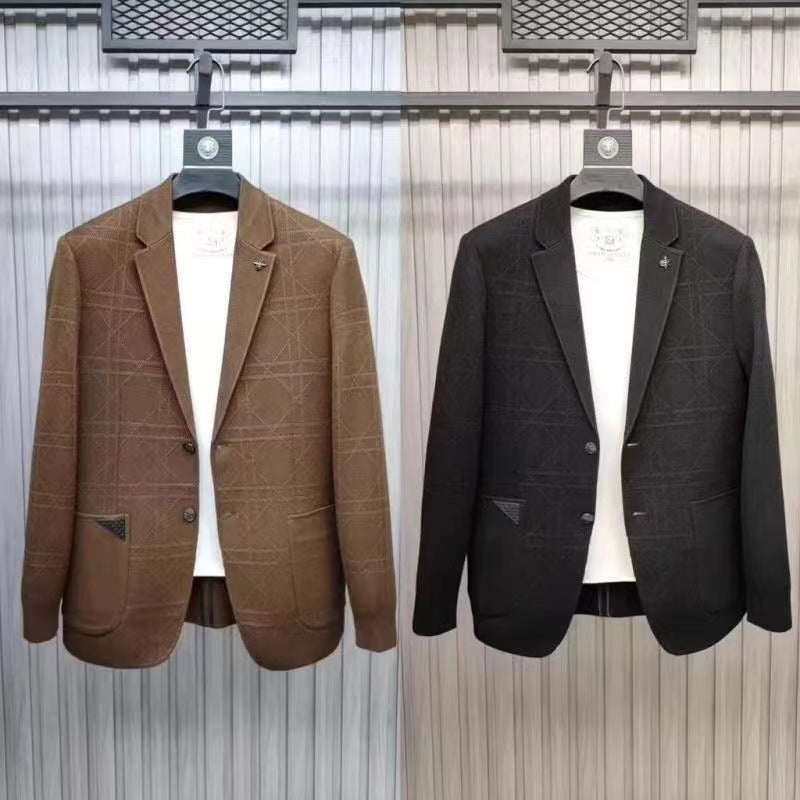 Men's AutumnWinter Suit Jacquard Sweater Outerwear