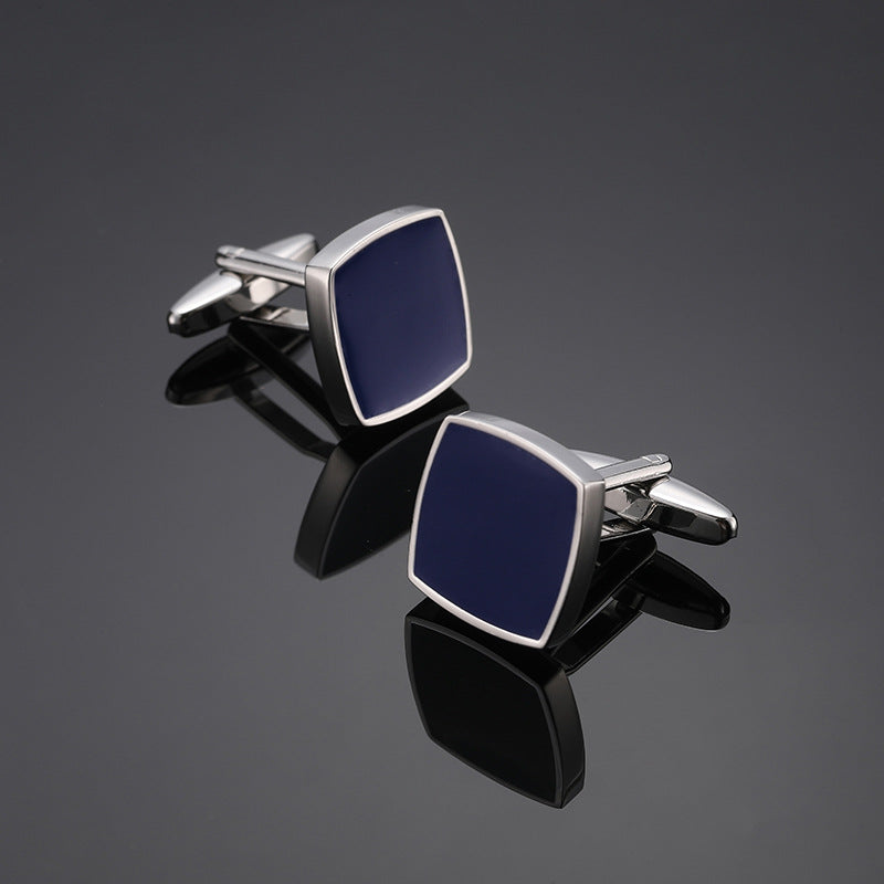 High Quality Men's French Shirt Cufflinks Batch Square Blue Background
